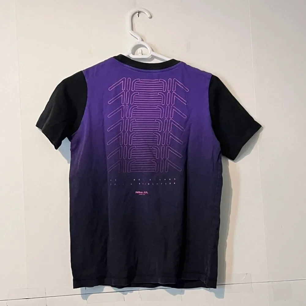 Vintage Nike Air Boys T-Shirt Size L Black Purple Hybrid Graphic Print Tee
